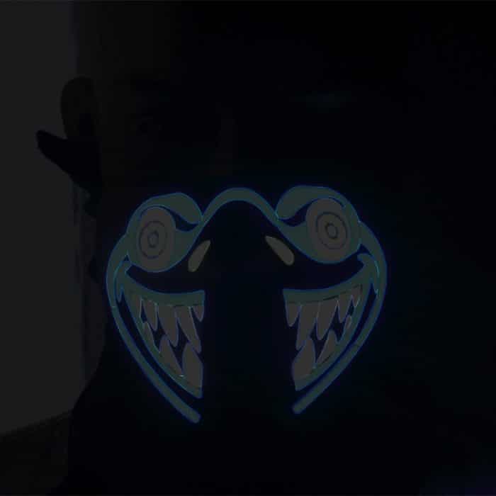 FG-MA-027 Halloween-Maske Sprachsteuerung LED Kaltlicht Terror Cosplay Maske – Bild 9