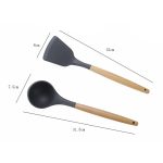 kn020 11 in 1 Holzgriff Silikon Nonstick Spatel Löffel Küche Werkzeug-Set – Bild 3