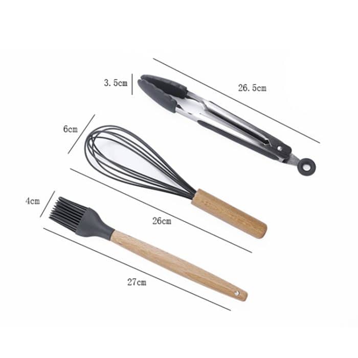 kn020 11 in 1 Holzgriff Silikon Nonstick Spatel Löffel Küche Werkzeug-Set – Bild 6
