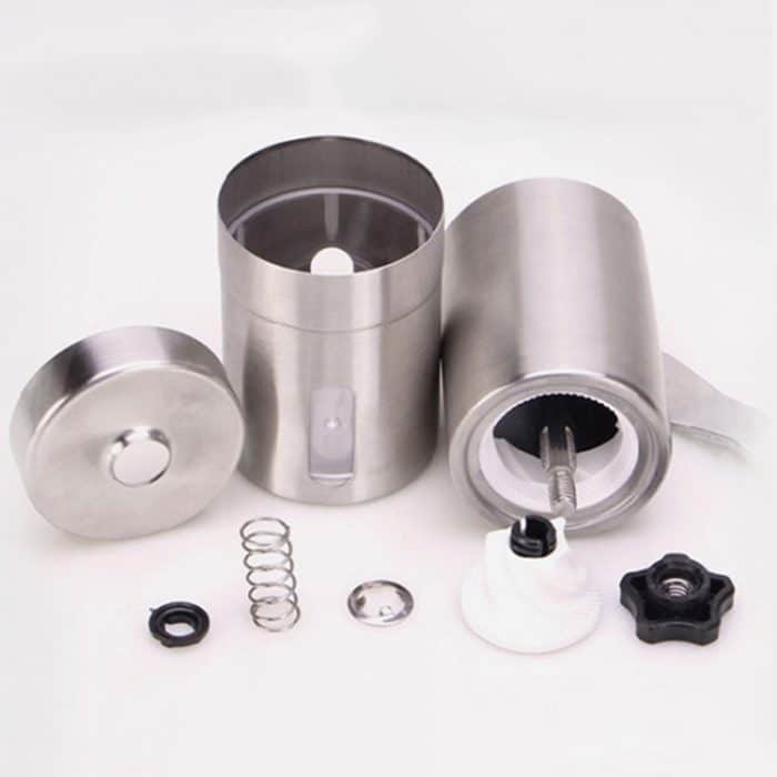 Tragbare konische Gratmühle Manuelle Edelstahl-Bohnenpfeffer-Handkurbel-Kaffeemühle, Geschenkbox-Paket – Bild 3