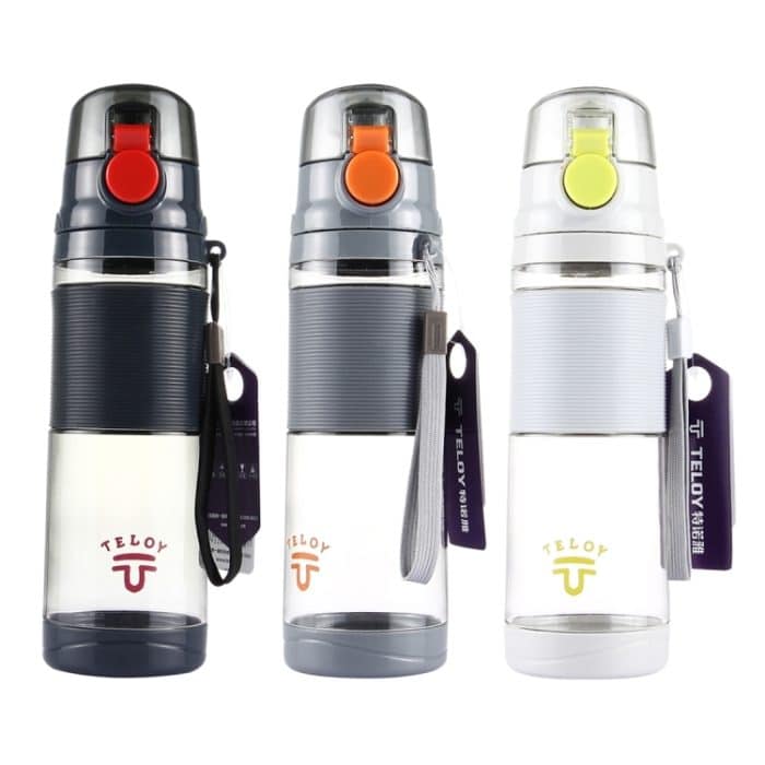 Teloy TNY-9601 650 ml tragbare Space-Cup-Flasche mit Schnappverschluss, anwendbare Wassertemperatur: ﹣20 ~ 120 Grad Celsius, TNY-9601 (Light Grey + Green), TNY-9601 (Grey + Orange), TNY-9601 (Dark Grey + Red) – Bild 2