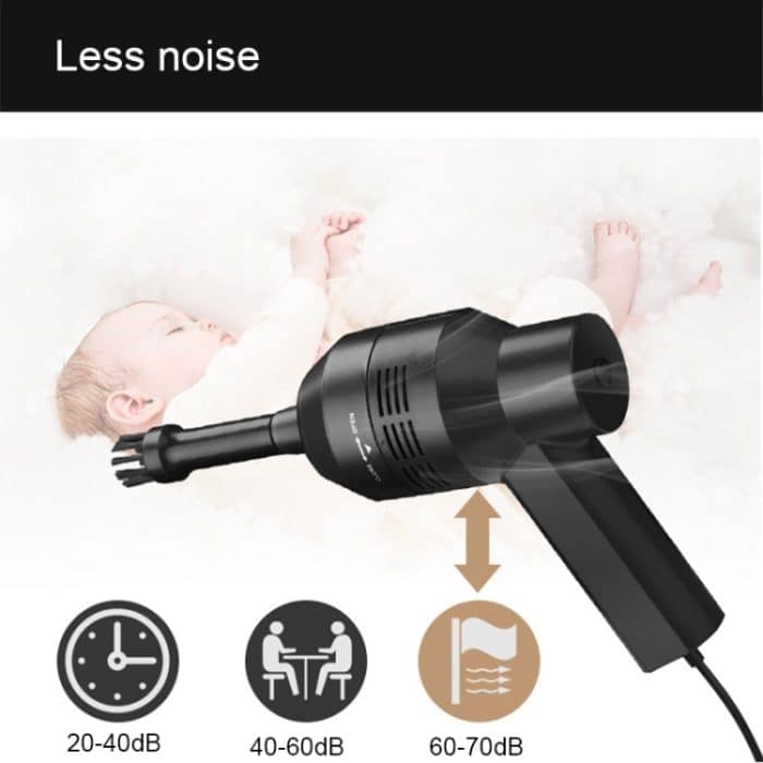 HK-6019A 3,5 W tragbarer USB Leistungsstarker Saugreiniger Computertastatur Bürstendüse Staubabscheider Handsauger-Reinigungskit zum Reinigen von Laptop-PCs / Haustieren, USB-Kabellänge: 1,8 m, DC 5 V (schwarz) – Bild 11