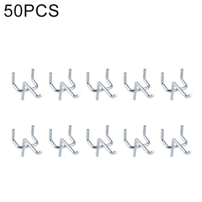 50 PCS Supermarkt Bekleidungsgeschäft Pegboard Slat Wandhaken Regal Lochplatte, Lochabstand: 2,5 cm, Länge: 5 cm, Drahtdurchmesser: 3,3 mm – Bild 2