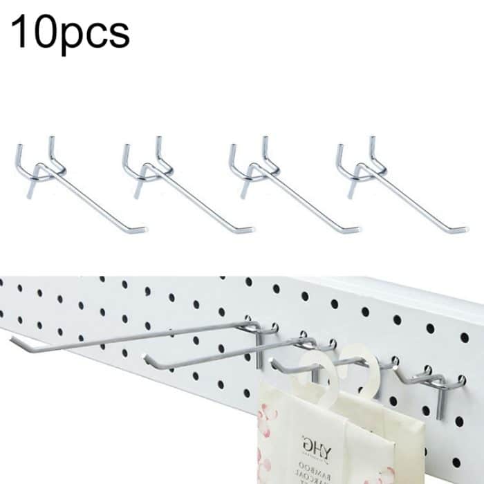 50 PCS Supermarkt Bekleidungsgeschäft Pegboard Slat Wandhaken Regal Lochplatte, Lochabstand: 2,5 cm, Länge: 10 cm, Drahtdurchmesser: 3,3 mm – Bild 1