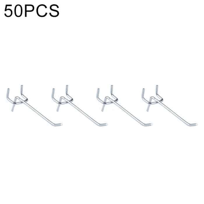 50 PCS Supermarkt Bekleidungsgeschäft Pegboard Slat Wandhaken Regal Lochplatte, Lochabstand: 2,5 cm, Länge: 10 cm, Drahtdurchmesser: 3,3 mm – Bild 2