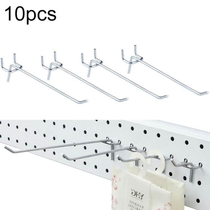 50 PCS Supermarkt Bekleidungsgeschäft Pegboard Slat Wandhaken Regal Lochplatte, Lochabstand: 2,5 cm, Länge: 15 cm, Drahtdurchmesser: 3,3 mm – Bild 1