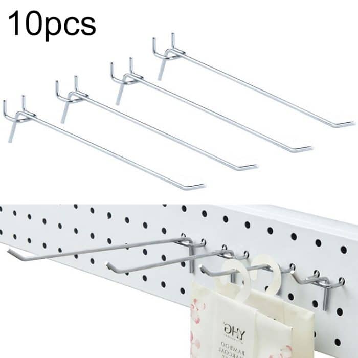 50 PCS Supermarkt Bekleidungsgeschäft Pegboard Slat Wandhaken Regal Lochplatte, Lochabstand: 2,5 cm, Länge: 20 cm, Drahtdurchmesser: 3,3 mm – Bild 1