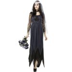 Halloween-Kostüm Damen Spitze Chiffon Schwarzes Kleid Ghost Bride Kleidung Cosplay Spieluniformen, Größe: L, Brustumfang: 80 cm, Taille: 72 cm, Kleidung lang: 143 cm