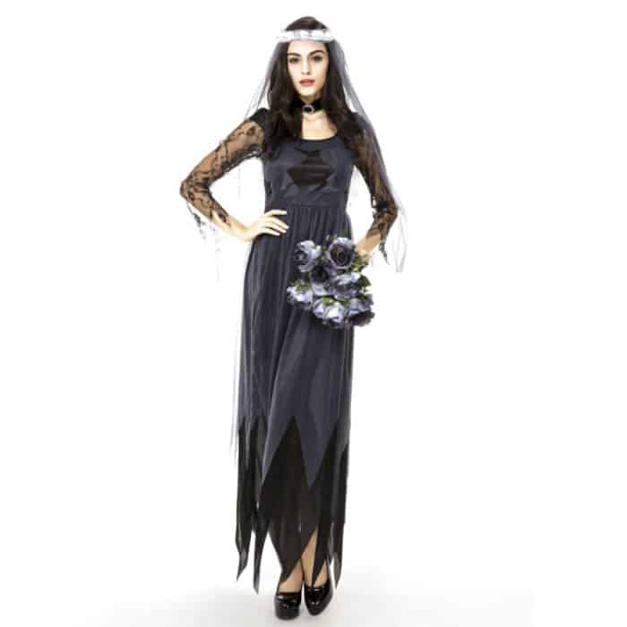 Halloween-Kostüm Damen Spitze Chiffon Schwarzes Kleid Ghost Bride Kleidung Cosplay Spieluniformen, Größe: L, Brustumfang: 80 cm, Taille: 72 cm, Kleidung lang: 143 cm – Bild 4