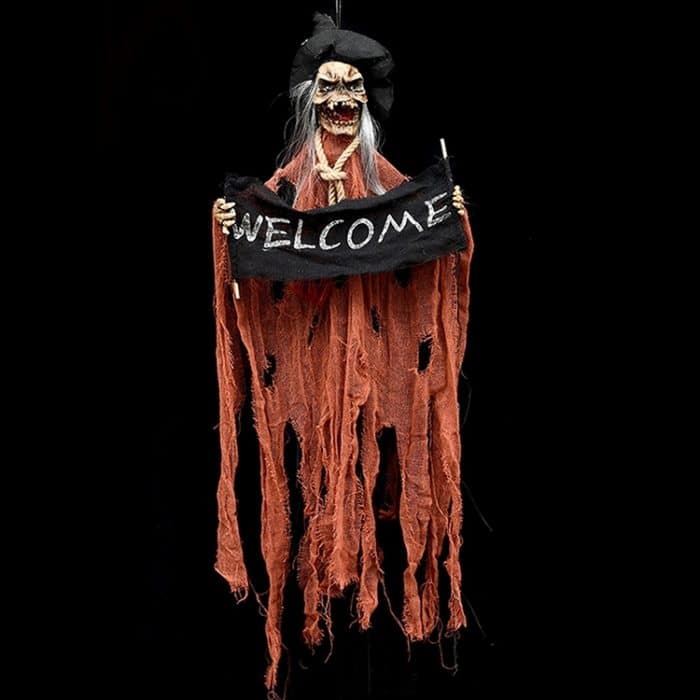 Halloween Hängen Geist Harz Elektrische Schädel Bar Tür Willkommen Geist Stimme Skelett Requisiten Dekorationen, Electric Skull(Dark Blue), Electric Skull(Orange) – Bild 2