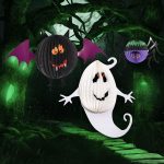 3 PCS / Set Kreative lustige Halloween Ghost Bats Spider Anhänger Papierdekoration und Requisiten Horror