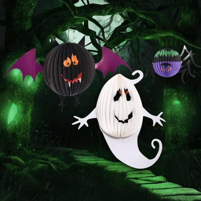 3 PCS / Set Kreative lustige Halloween Ghost Bats Spider Anhänger Papierdekoration und Requisiten Horror – Bild 6
