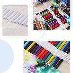 48 Slots Starry Sky Print Stifttasche Leinwand Bleistiftwickelvorhang Roll Up Bleistiftetui Schreibwarenbeutel – Bild 6