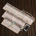 36 Slots Rose Clock Print Stifttasche Leinwand Bleistiftwickelvorhang Roll Up Bleistiftetui Schreibwarenbeutel – Bild 3