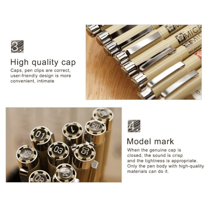 2 Stück Archiv-Pigmenttinten-Zeichnungs-Fineliner-Stifte, Feder, Manga-Mikron-Stift, 0.25mm, 0.3mm, 0.35mm, 0.4mm, 0.45mm, 0.5mm – Bild 5