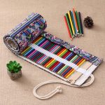 72 Slots Ethnic Print Pen Bag Leinwand Bleistiftwickelvorhang Roll Up Pencil Case Briefpapierbeutel – Bild 2