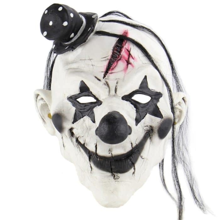 Halloween Festival Party Latex Teufel Clown erschreckte Maske Kopfbedeckung, mit Haaren – Bild 2