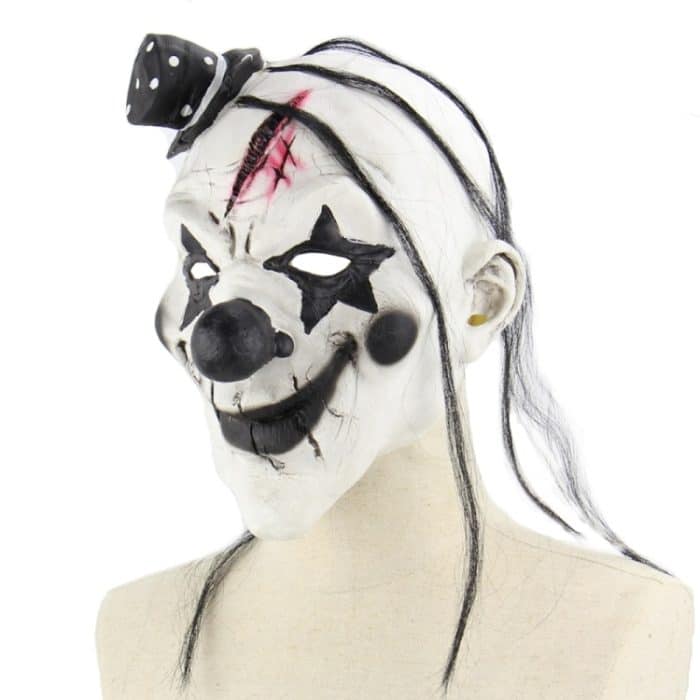 Halloween Festival Party Latex Teufel Clown erschreckte Maske Kopfbedeckung, mit Haaren – Bild 3
