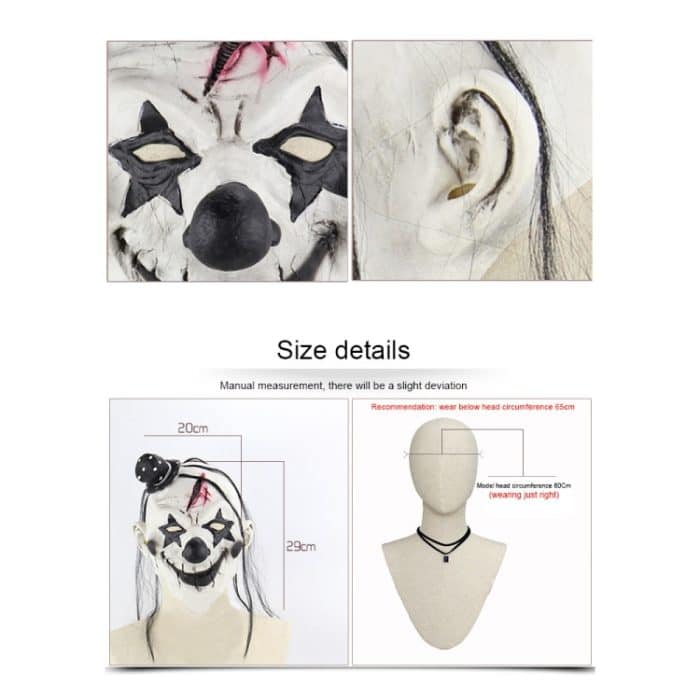 Halloween Festival Party Latex Teufel Clown erschreckte Maske Kopfbedeckung, mit Haaren – Bild 6