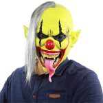 Halloween Festival Party Latex Green Face Clown erschreckte Maske, mit Haaren