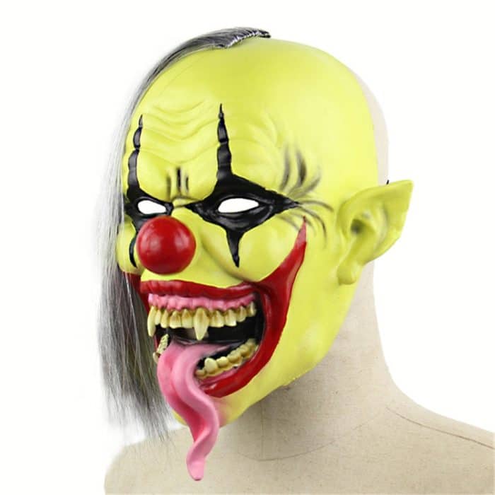 Halloween Festival Party Latex Green Face Clown erschreckte Maske, mit Haaren – Bild 3