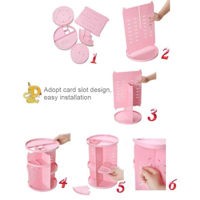 Um 360 Grad drehbarer funktioneller Kosmetikbehälter, Make-up-Organizer, umweltfreundliche Aufbewahrungsbox, Größe: 23 x 31 cm – Bild 3