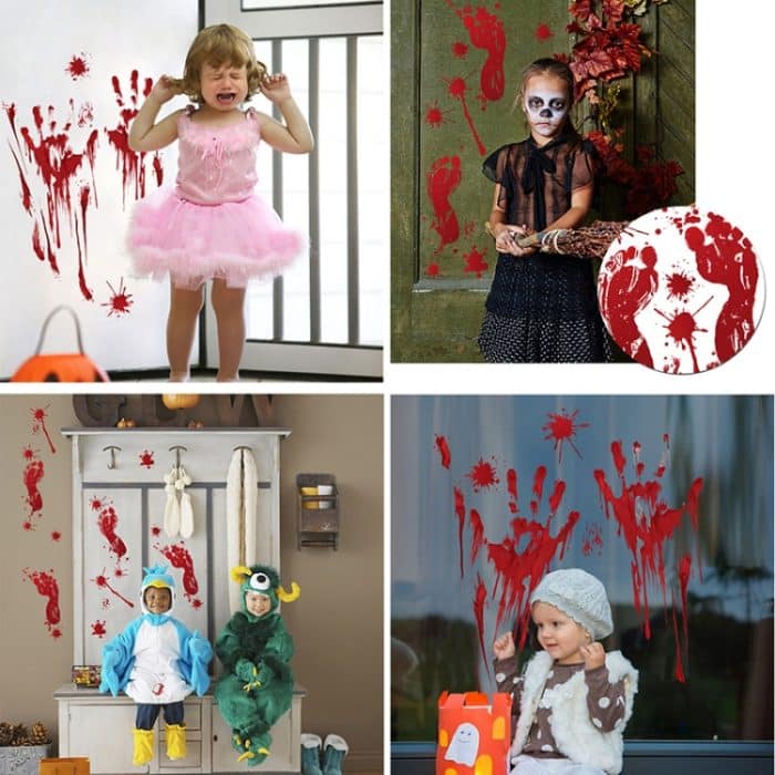 10 PCS Halloween Dekorationen PVC Kreative Blut Handabdrücke und Fußabdrücke Wandaufkleber Fensteraufkleber, zufällige Lieferung – Bild 10