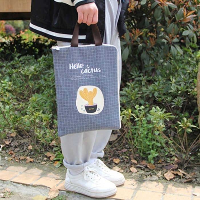 Kaktus-Muster, wasser- und staubdicht, Aktentasche aus Segeltuch, Reißverschluss, tragbare Daten-Aufbewahrungstasche, zufällige Lieferung – Bild 6