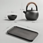 Tragbares Reise-Teekannen-Teetassen-Set aus Keramik mit Schlaufengriff und Teetablett, with Tea Tray (Black), with Tea Tray (White) – Bild 3