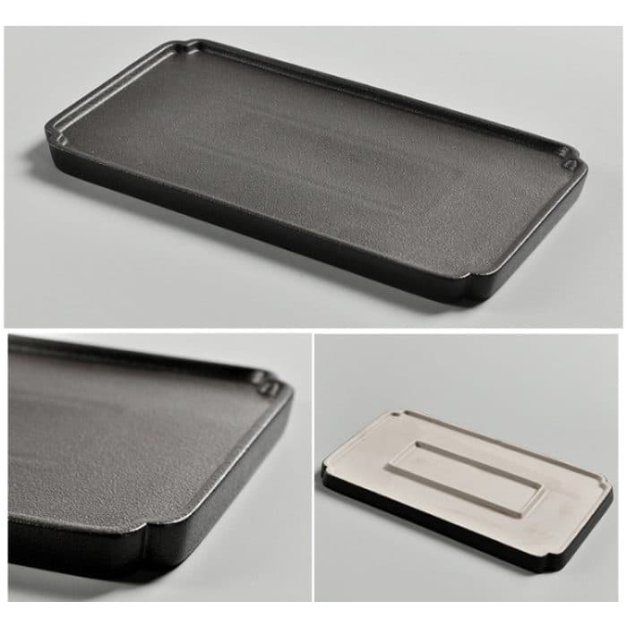Tragbares Reise-Teekannen-Teetassen-Set aus Keramik mit Schlaufengriff und Teetablett, with Tea Tray (Black), with Tea Tray (White) – Bild 5