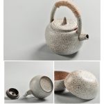 Tragbares Reise-Keramik-Teekannen-Teetassen-Set mit Schlaufengriff, (Black), (White) – Bild 3