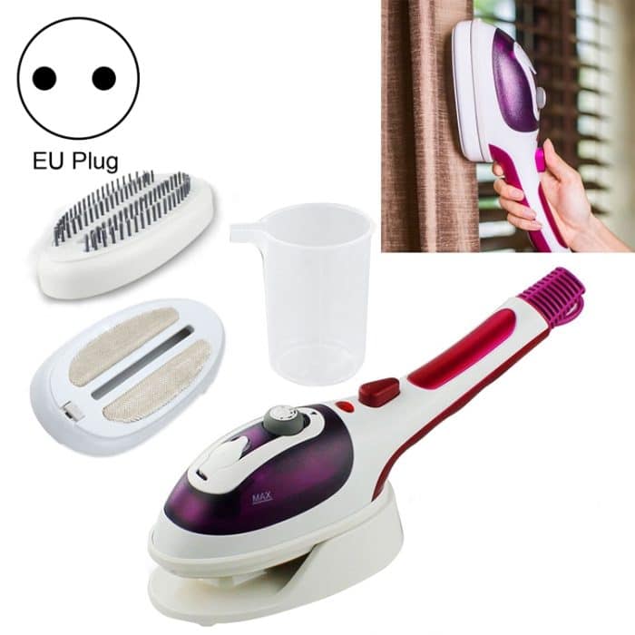 Multifunktions-Handdampfer für den Haushalt, tragbare Reise-Handdampfmaschine zum Aufhängen, Keramikboden mit Biberbürste, Haarbürste und Messbecher, EU-Stecker, EU Plug Purple, EU Plug Blue – Bild 1