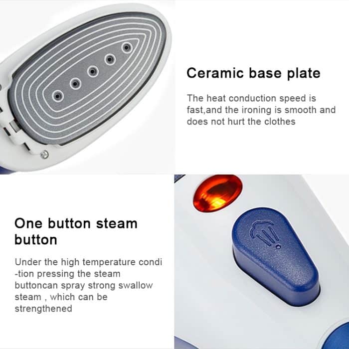 Multifunktions-Handdampfer für den Haushalt, tragbare Reise-Handdampfmaschine zum Aufhängen, Keramikboden mit Biberbürste, Haarbürste und Messbecher, EU-Stecker, EU Plug Purple, EU Plug Blue – Bild 8