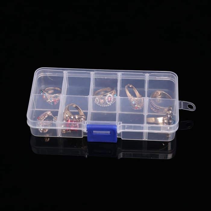 10 Stück abnehmbare Gitterbox aus Kunststoff für Schmuck, Ohrringe, Angelhaken, kleine Accessoires, Größe: klein, 10 Fächer, 10 Slots (Pink+Blue), 10 Slots (Orange + blue), 10 Slots (Purple+Blue), 10 Slots  (White+Pink), 10 Slots  (White+Blue) – Bild 4