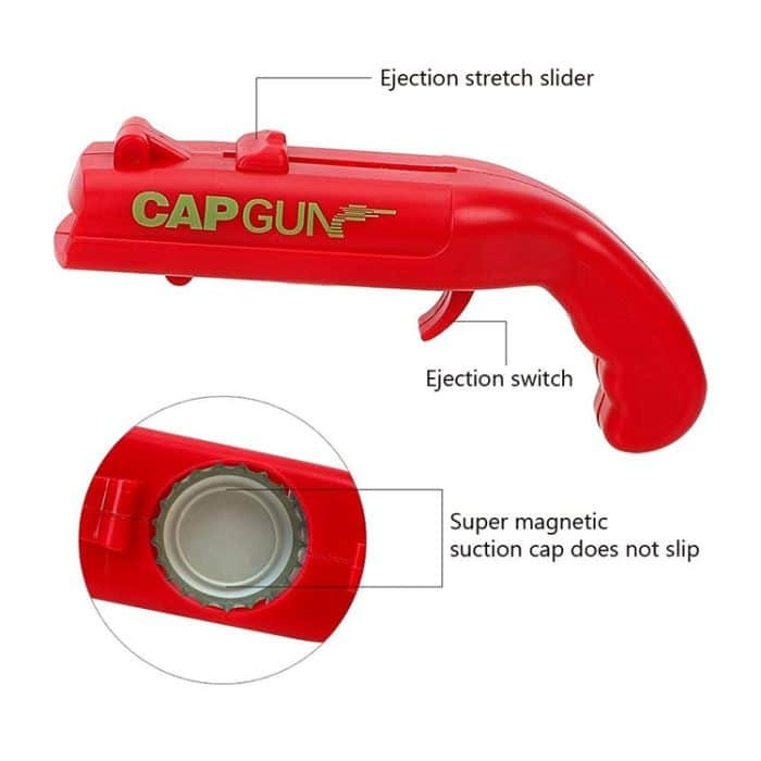 Kreativer Bierflaschenöffner, Kappen-Launch-Küchen-Bar-Werkzeug, Cap Opener Grey, Cap Opener Red – Bild 4