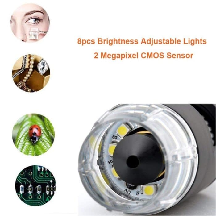 DMS-MDS800 40X-1600X Lupe 2,0 MP Bildsensor USB-Digitalmikroskop mit 8 LEDs und professionellem Ständer – Bild 7