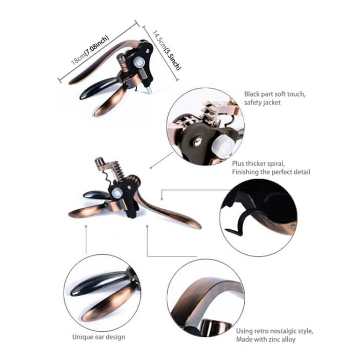 Zinklegierung + ABS Material Retro Kaninchenform Flaschenöffner Korkenzieher Port Weinflaschenöffner, Größe: 18 x 14,5 x 4,7 cm – Bild 5