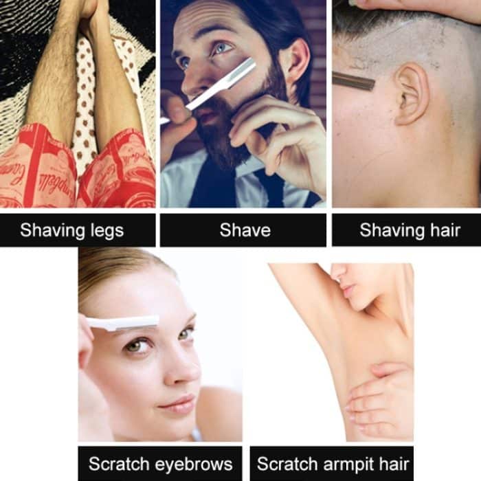 Friseur Vintage Rasierer Edelstahl Doppelseitiger Klingenhalter Haarschnitt Rasierte Augenbrauenmesserhalter (Silber) – Bild 6