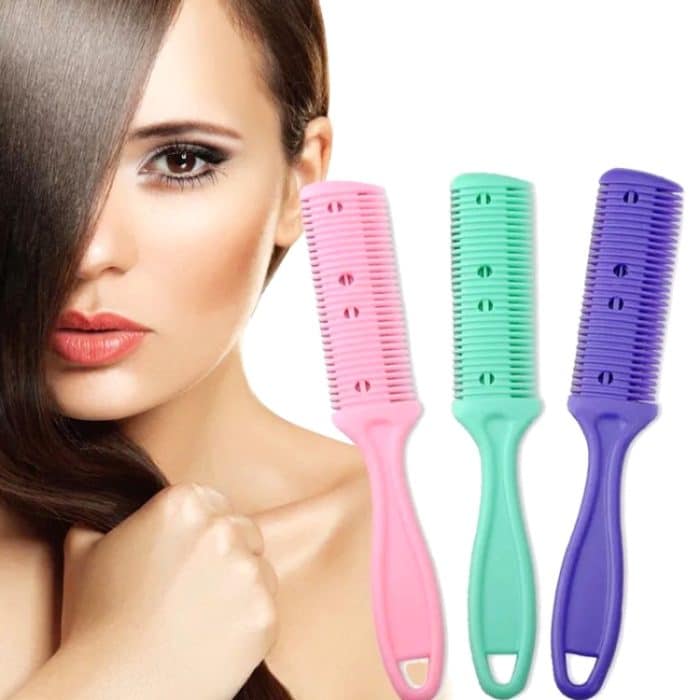 10 Stück Haarwerkzeuge, doppelseitiger Messer-Haarkamm, Haar-Pony-Trimmer, Ausdünnungsgerät, Haarschneidemaschine, zufällige Farblieferung, 2, 1, 10 PCS Random Color Delivery – Bild 2