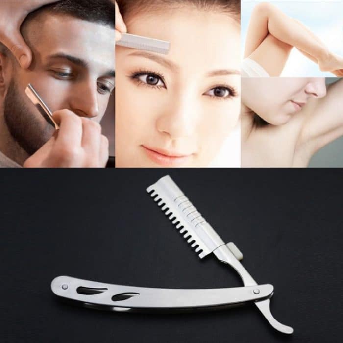 Vintage manueller Rasierklingenhalter Rasieren Augenbraue Chimer Haarschnitt Klingenhalter (Silber) – Bild 3