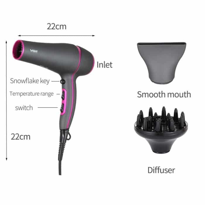 VGR V-402 2200W Household Negative Ion Hair Dryers with 6 Gear Adjustment, Plug Type: EU Plug – Bild 4