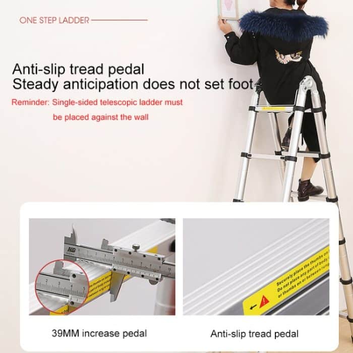 Multifunktionale einseitige Teleskopleiter aus verdickter Aluminiumlegierung, Größe: 3,2 m – Bild 9