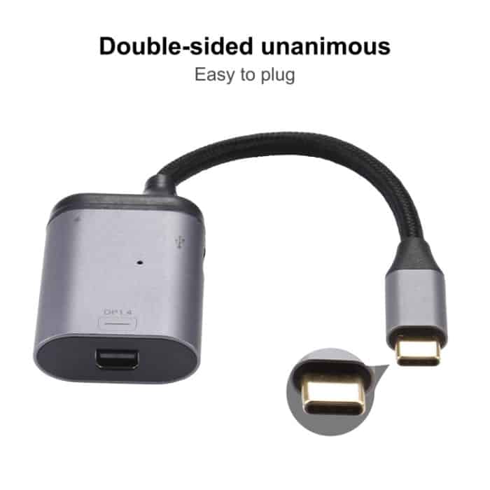 4K USB-C / Typ C zu Mini DisplayPort 1.4 + PD Data Sync Adapterkabel – Bild 5