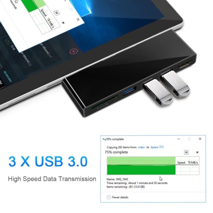 ROCKETEK SK-S4H 3 x USB 3.0 + HDMI + SD/TF-Speicherkartenleser HUB 4K HDMI-Adapter, SK-S4H – Bild 5
