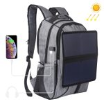 HAWEEL 14 W faltbarer, abnehmbarer Solarbetrieb für den Außenbereich, tragbarer Canvas-Laptop-Rucksack mit zwei Schultern, USB-Ausgang: 5 V, 2,1 A max