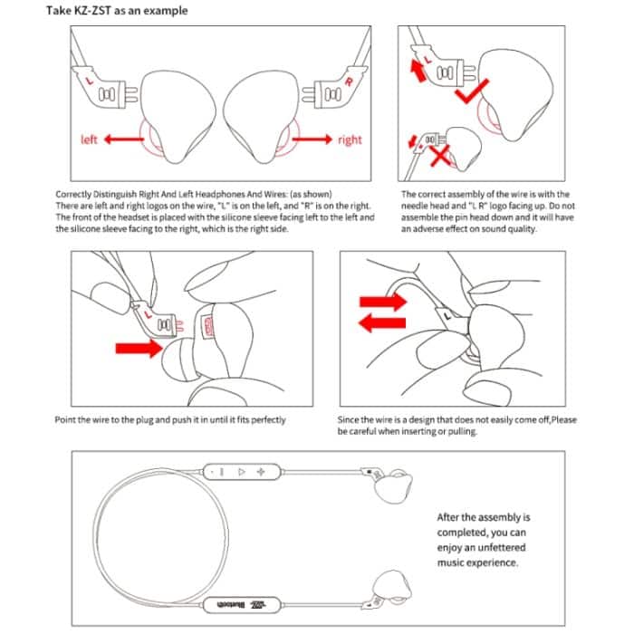 KZ Wasserdichtes High-Fidelity-Bluetooth-Upgrade-Kabel für KZ ZST / ZS10 / ES4 / ES3 / ZSR-Kopfhörer, KZ ZST / ZS10 / ES4 / ES3 / ZSR Earphones(Black) – Bild 15