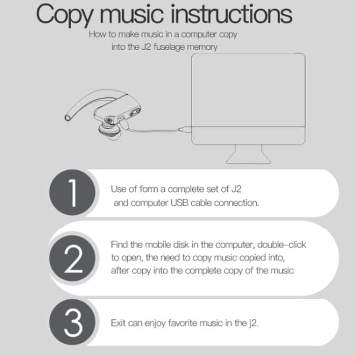 J2 Bluetooth 4.2 Binauraler hängender kabelloser Sport-Bluetooth-Kopfhörer, integrierter Speicher – Bild 9