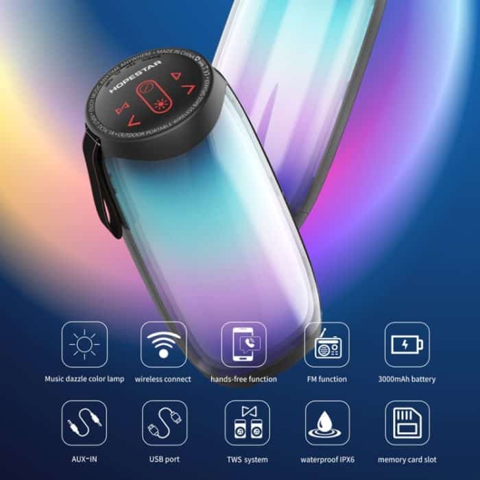 HOPESTAR P40 Bluetooth 5.0 Tragbarer, wasserdichter, kabelloser Bluetooth-Lautsprecher, P40 (Black), P40 (Blue) – Bild 5