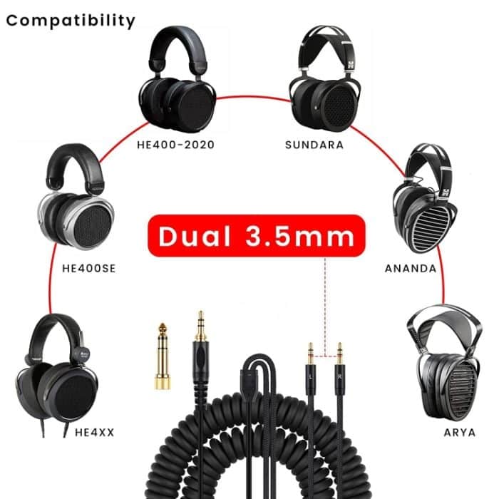 ZS0227 Kopfhörer Dual 3,5 mm Feder-Audiokabel für Denon AH-D7100 7200 D600 D9200 5200 – Bild 2