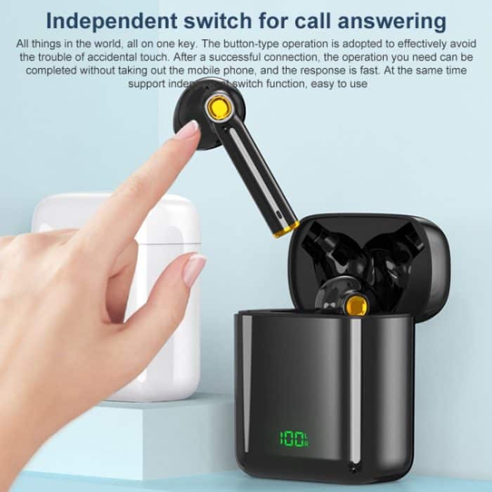 F730 TWS IPX4 Wasserdichter Digitalanzeige-Halb-In-Ear-Bluetooth-Kopfhörer, F730 Black – Bild 4